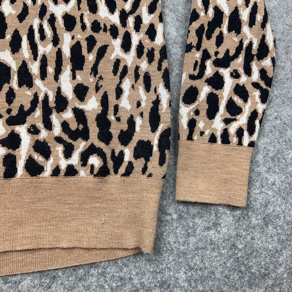 Banana Republic Sweater Womens Small Leopard‎ Merino Wool Blend V Neck Pullover - Picture 5 of 11